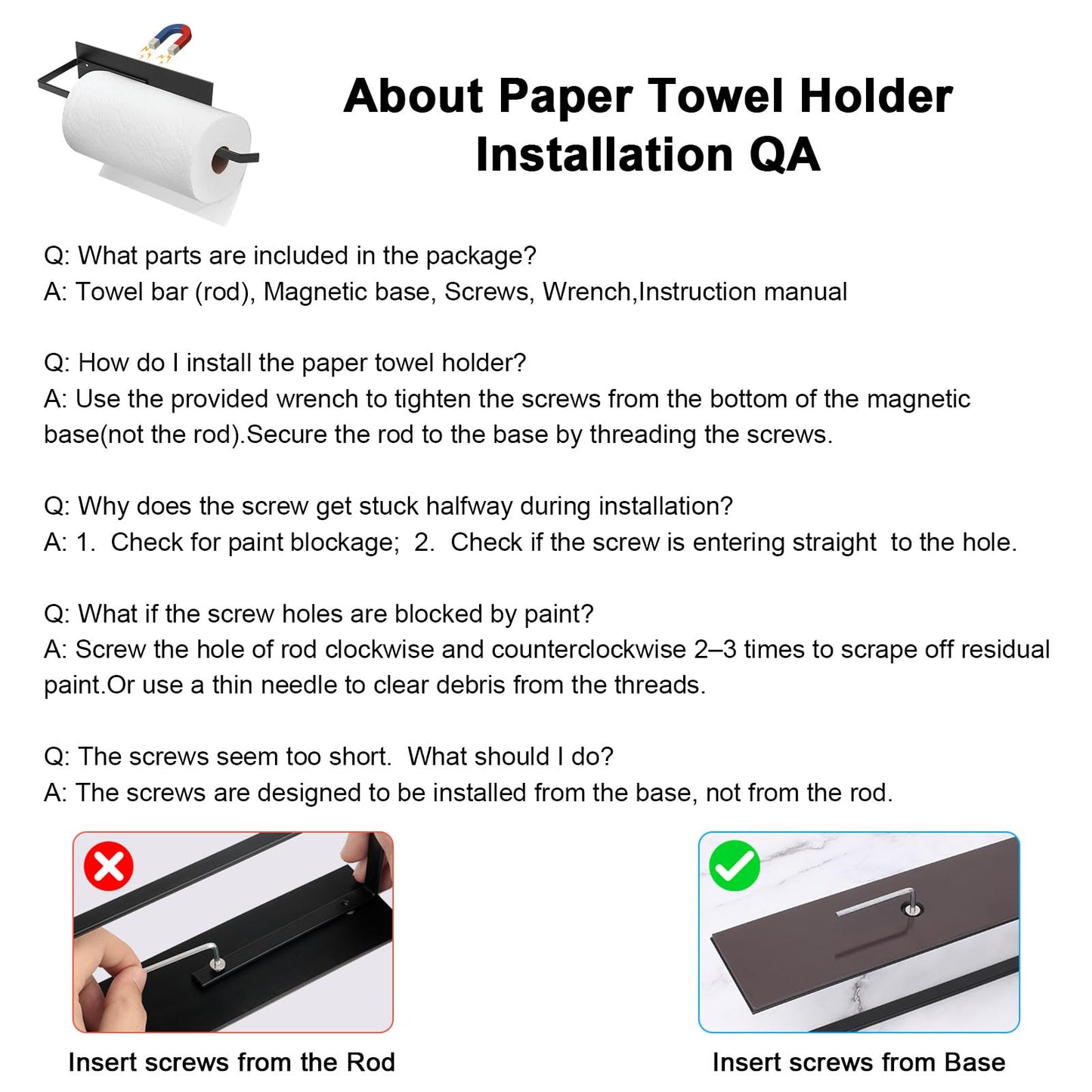 Paper Towel Holder, Magnetic Paper Towel Holder for Fridge, Toilet Paper Roll Holder Magnet Towel Rack Wall Mount Fridge Organizer for Paper Towels Rolls Bathroom Pantry RV Kitchen Storage