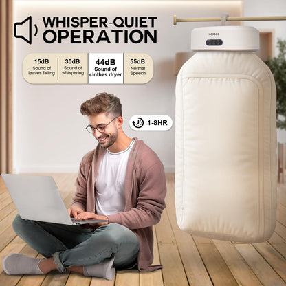 MOJOCO Portable Clothes Dryer - Mini/Compact Dryer for Apartment, RV, Travel - Small Quiet Fast-Drying Machine with Adjustable Timer & Hassle-Free Setup