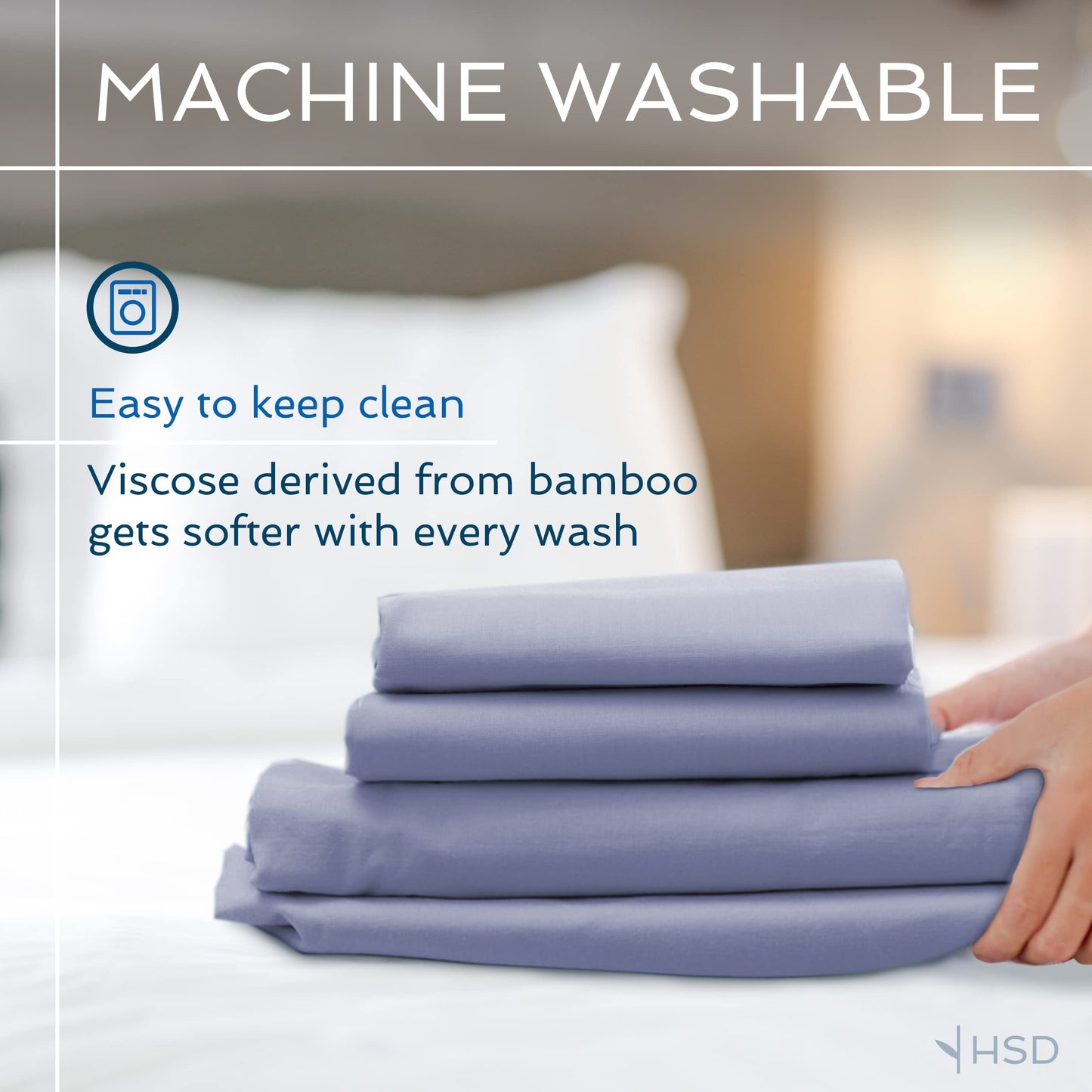 Hotel Sheets Direct 4 Piece Bed Sheet Set Queen Size, 100% Viscose Derived from Bamboo Sheets Set with 2 Pillowcases, Cooling & Breathable Luxury Bedding, Moisture-Wicking & Silky Soft Texture, White