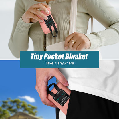 Odoland Beach Picnic Blanket, 43.3" x 27.5" SandProof Waterproof Outdoor Pocket Blanket with Portable Bag, Foldable Lightweight Sand Free Beach Mat for 1 People Hiking, Camping, Travel, Pink