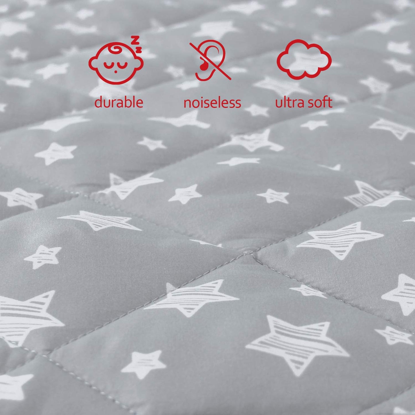 Pack and Play Sheets Fitted, Toddlers Mattress Protector 39"×27"×5", Breathable Thick Playard Lovely Print Cover, Compatible with Graco Pack n Play, Gray Star