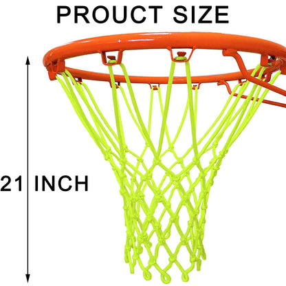 NEIJIANG Glow Basketball Net, Nightlight Basketball Net Luminous Outdoor Portable Sun Powered Sport Nylon (Yellowish Green)