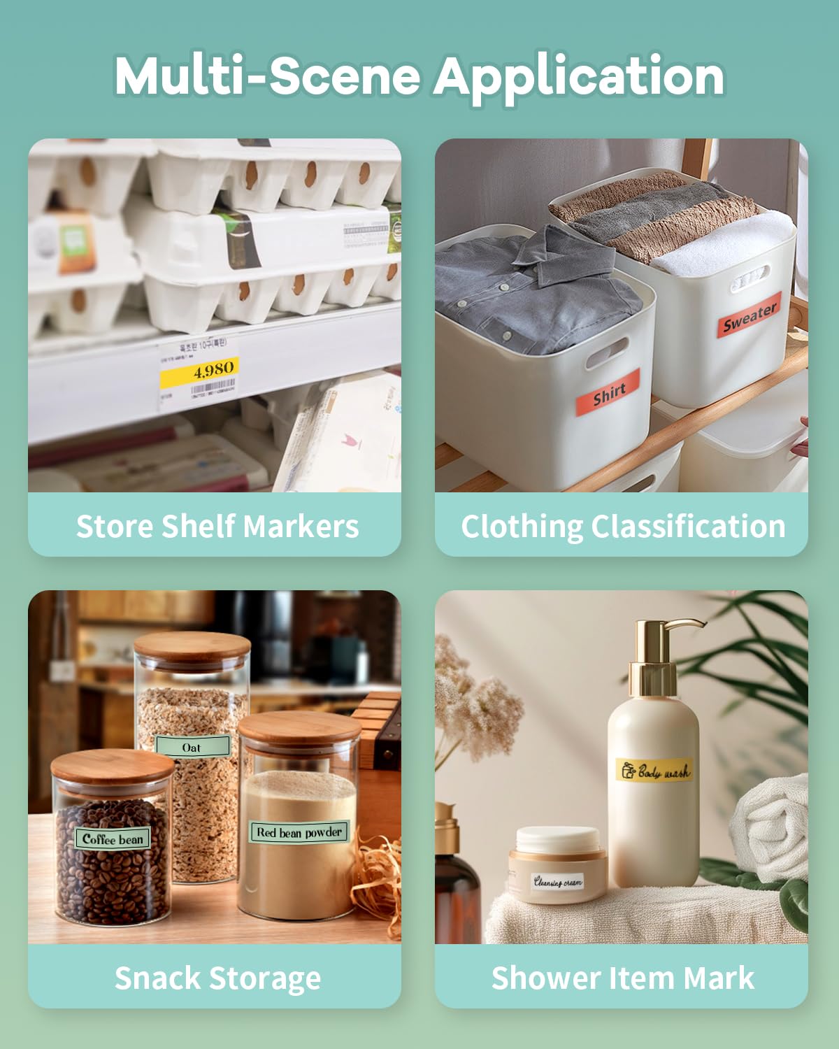 NDYIN Label Maker Machine with Tape, N12 Portable Bluetooth Label Printer, Wireless Mini Label Makers Thermal Sticker with Multiple Templates for Home, Kitchen, School, Office Organization, Green