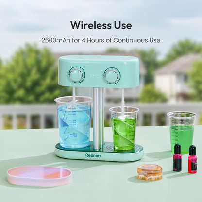 Resiners Dual-Head Resin Mixer with Spiral Silicone Paddles, Rechargeable Epoxy Mixer, Stepless Speed & Minimum Bubbles, Electric Stirrer for Resin,Silicone,Paint Mixing,Resin Tools,DIY Crafts