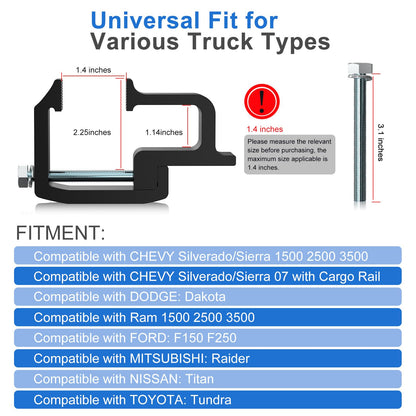 moveland 8 PCS Camper Shell Clamps - Heavy Duty Truck Topper Clamps - No Drilling Required Truck Cap Clamps for Chevy Silverado Sierra/Dodge Dakota Ram 1500 2500 3500, F150 F250, Titan, Tundra