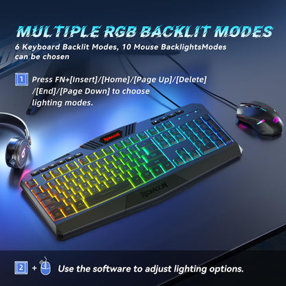 Redragon S101 Gaming Keyboard, M601 Mouse, RGB Backlit Gaming Keyboard, Programmable Backlit Mouse, Value Combo Set [New Version]