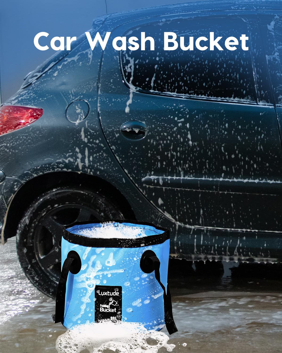 Luxtude Collapsible Bucket, 5 Gallon Bucket(20L), Beach Buckets, Fishing Buckets, Portable & Ultra Lightweight Outdoor Basin Container, Folding Basin Container for Fishing, Camping, Hiking, Beaching