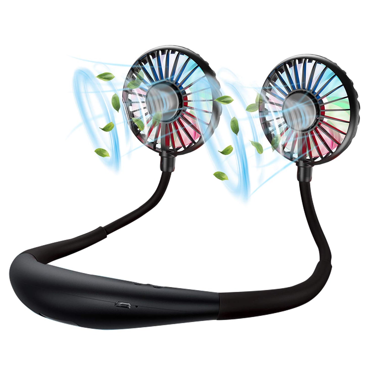 Neck Fan - 2600mAh Battery Operated Hands Free Fan, Portable Hang Around Neck Fans for Fishing, Camping, Hiking, Working, USB Powered, Over 12 Hours Cooling