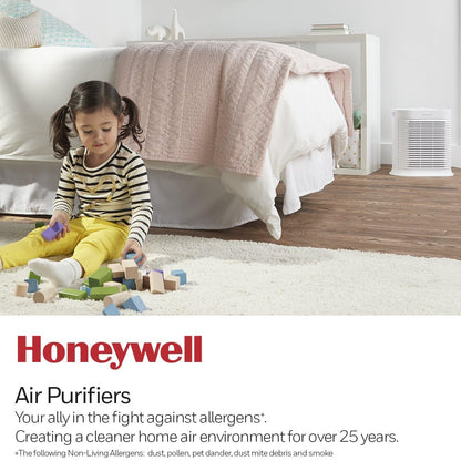 Honeywell AllergenPlus HEPA Air Purifier, Airborne Allergen Reducer for Medium Rooms 750 sqft, Reduces Allergens, Smoke, Wildfire Smoke, Pollen, Pet Dander and More, White, HPA104