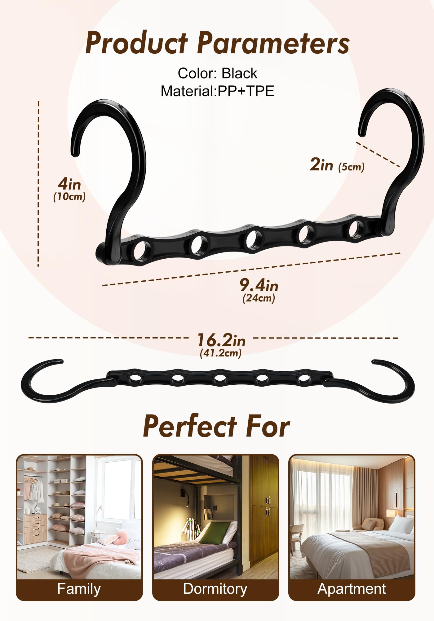 HOUSE DAY Closet Organizers and Storage 12 Pack, College Dorm Room Essentials, Multifunctional Organizer Magic Space Saving Hangers with 5 Holes, Storage Organization for Wardrobe Closet