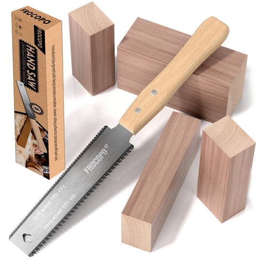 Frocopo Hand Saw Woodworking Tools, 6-Inch Pull Saw, Flexible Double-Edge Blade 17/11 TPI, Japanese Flush Cut for DIY Craft, Non-Slip Wood Handle, Sharp & Lightweight for Woodworking and Garden Trim
