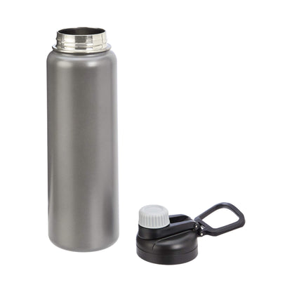 Amazon Basics Large Stainless Steel Insulated Water Bottle, Spout Lid, 30.1 ounces, Gray