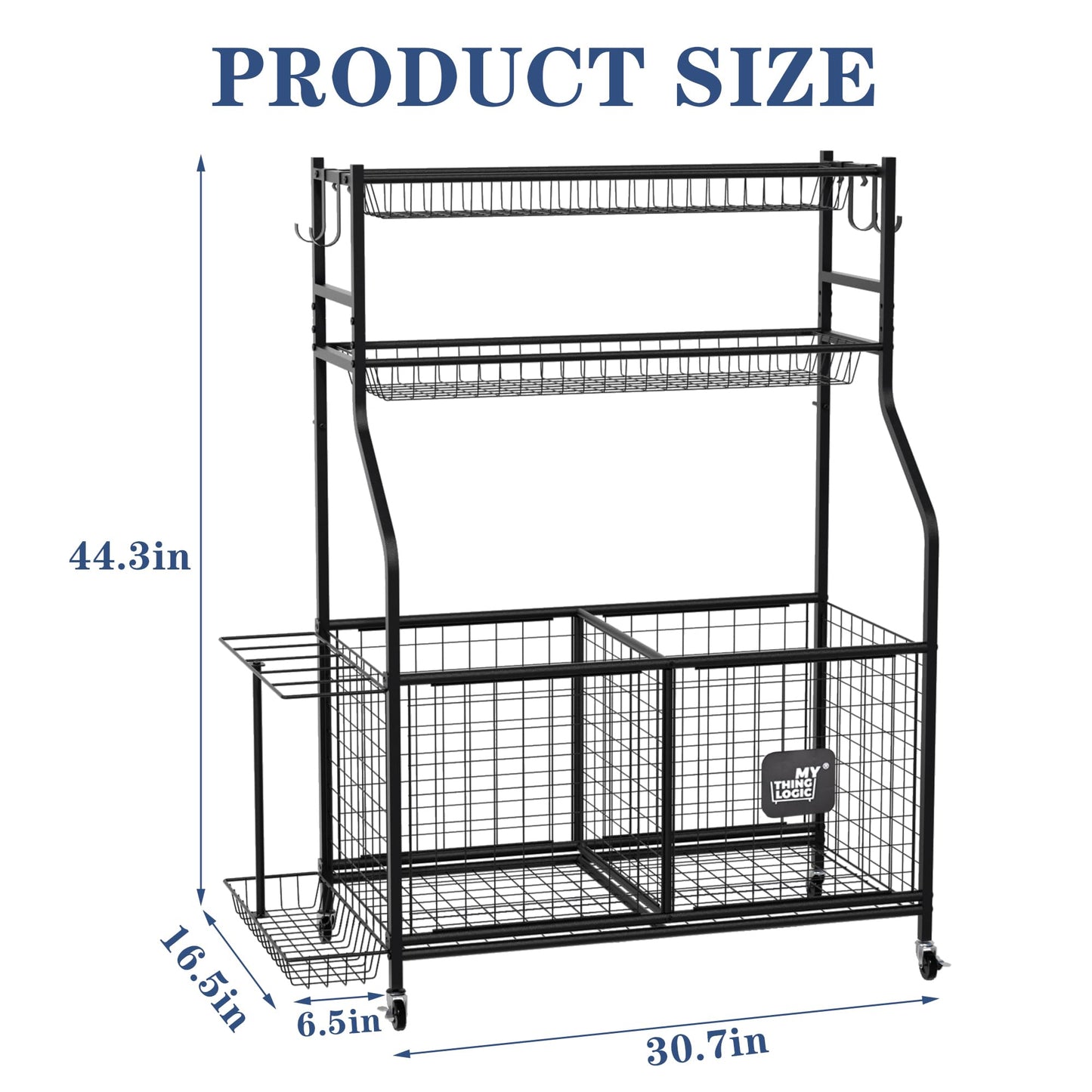 Mythinglogic Sports Equipment Garage Organizer,Garage Ball Storage for Sports Gear and Toys, Rolling Ball Cart with Wheels for Indoor/Outdoor Use