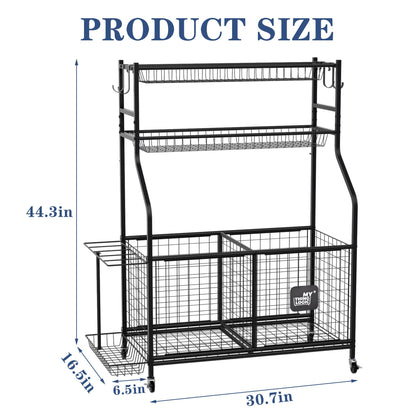 Mythinglogic Sports Equipment Garage Organizer,Garage Ball Storage for Sports Gear and Toys, Rolling Ball Cart with Wheels for Indoor/Outdoor Use