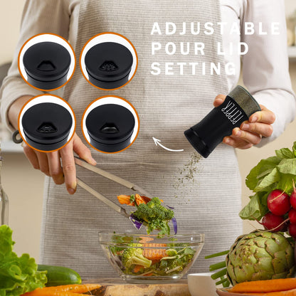 Farmhouse Salt and Pepper Shakers with Adjustable Pour Holes, Refillable Salt Shaker by Aelga, Ideal for Himalayan, Kosher, Black and White Pepper