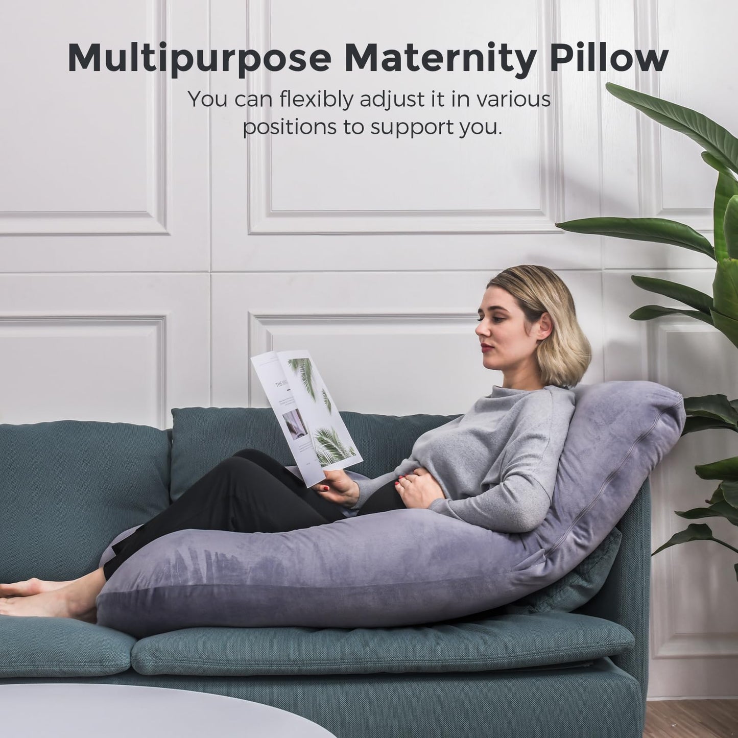 Momcozy Pregnancy Pillows for Sleeping, U Shaped Full Body Maternity Pillow with Removable Cover - Support for Back, Legs, Belly, HIPS for Pregnant Women, 57 Inch Pregnancy Pillow for Women, Grey