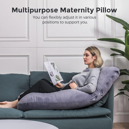 Momcozy Pregnancy Pillows for Sleeping, U Shaped Full Body Maternity Pillow with Removable Cover - Support for Back, Legs, Belly, HIPS for Pregnant Women, 57 Inch Pregnancy Pillow for Women, Grey