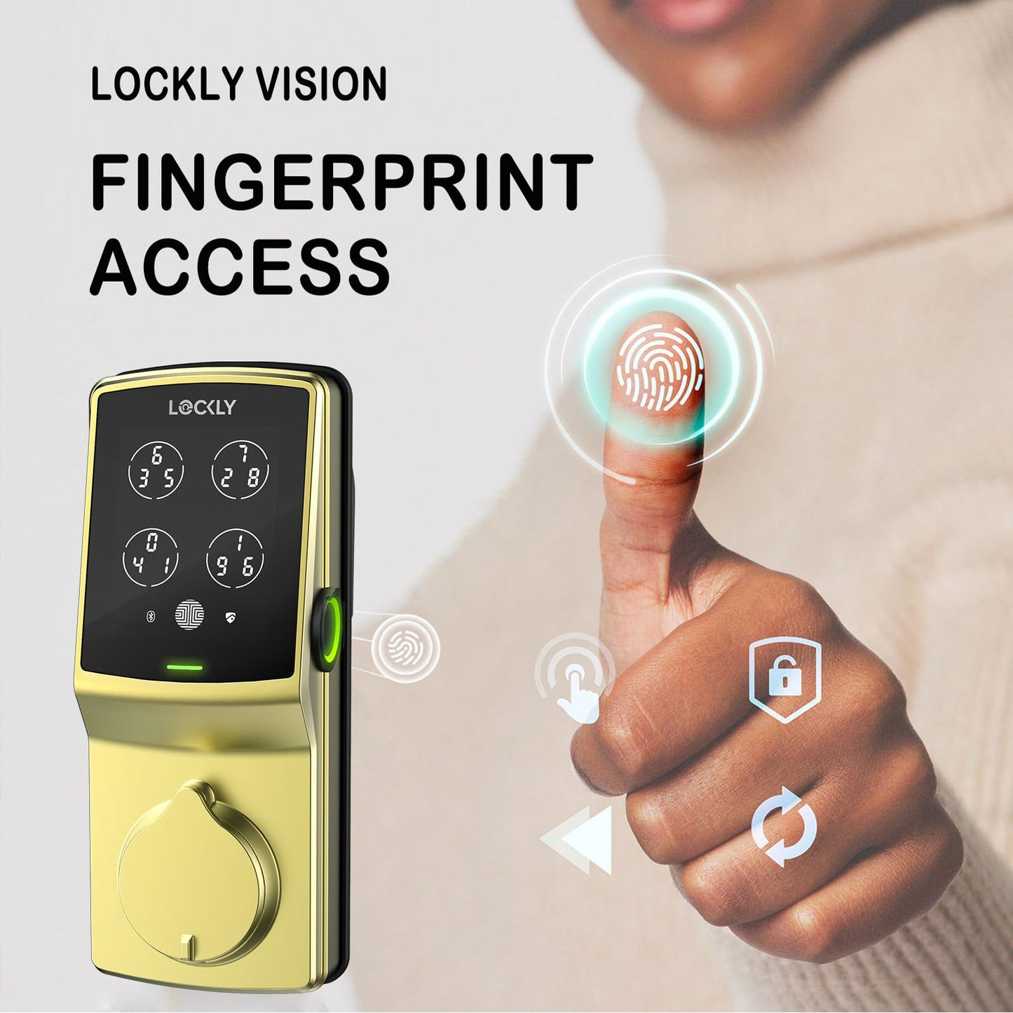 Lockly Secure Pro Wi-Fi Smart Door Lock, Keyless Entry with PIN Genie® Digital Keypad, 3D Biometric Fingerprint Sensor Front Door Lock Deadbolt, Voice Control & Auto Lock - Deadbolt Edition