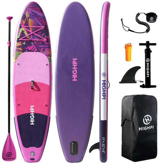 Highpi 11ft Inflatable Stand Up Paddle Board for Youth and Adults – Wide Sup with Premium Accessories, Blow Up Paddleboard for Surfing, Fishing, Yoga & More