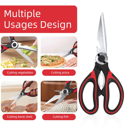Kitchen Scissor For General Use 2-Packs,Heavy Duty Kitchen Raptor Meat Shears,Dishwasher Safe Cooking Scissors, Stainless Steel Multi-function Scissors For Food,Chicken,Poultry, Fish, Pizza,Herbs