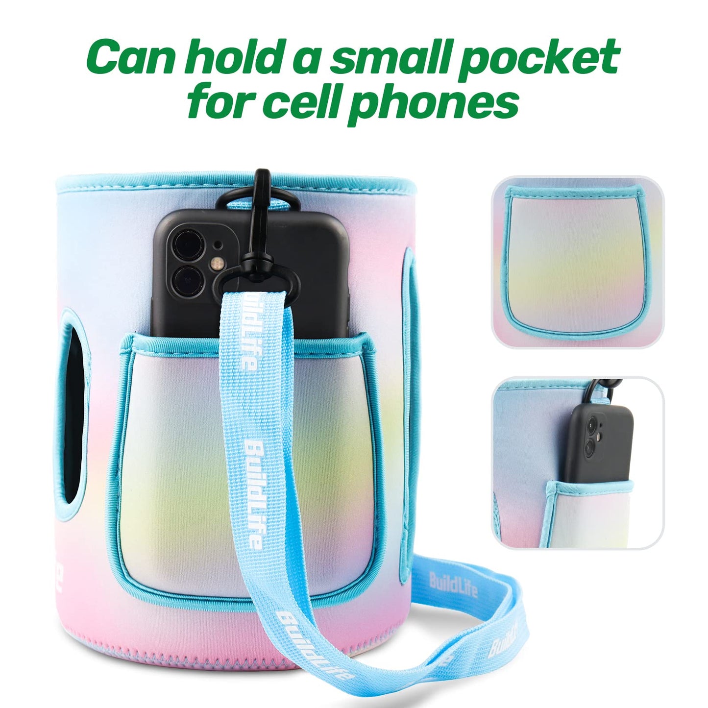 QuiFit 1 Gallon Water Bottle - with Straw & Motivational Time Marker Leak-Proof BPA Free Reusable Gym Sports Outdoor Large(128OZ) Capacity Water Jug(Purple/Green with Sleeve,1 Gallon)