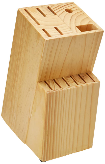 Amazon Basics 14-Piece High Carbon Stainless Steel Kitchen Knife Set with Sharpener and Pinewood Block, Black