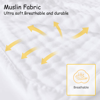 Lovely Care 12 Pack Muslin Burp Cloths 100% Cotton Muslin Cloths Large 20''x10'' Extra Soft and Absorbent Baby Burping Cloth - White