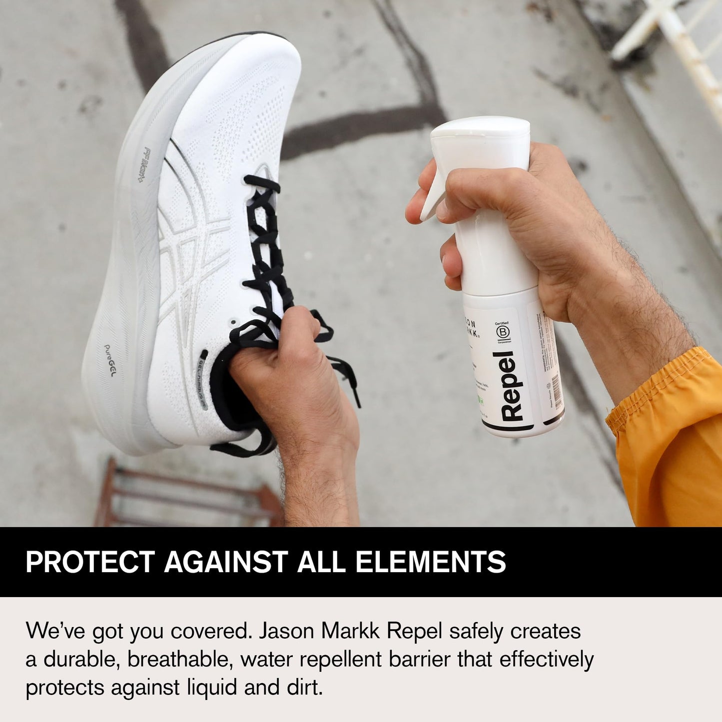 Jason Markk Shoe Protector Repel Spray, Water & Stain Repellent for Shoe and Sneaker Care, Non-Aerosol Footwear Protector Spray, Safe for Leather, Suede, Nubuck, Cotton, Knits, 5.4oz