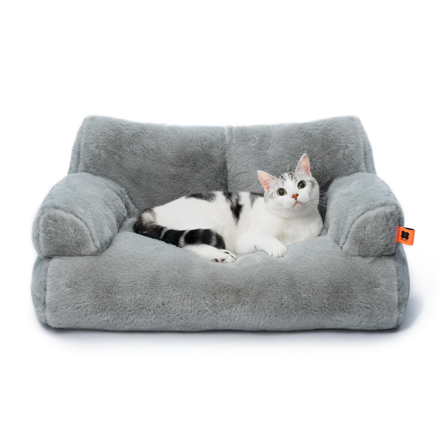 MEWOOFUN Cat Bed for Indoor Cats, Washable Dog Beds for Small Dogs & Cats with Removable Cover, Fluffy Cat Couch with Non-Slip Bottom (Grey, 26.0" L X 19.0" W X 13.0" Th)