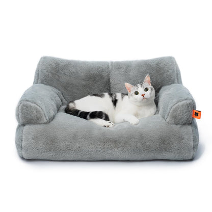 MEWOOFUN Cat Bed for Indoor Cats, Washable Dog Beds for Small Dogs & Cats with Removable Cover, Fluffy Cat Couch with Non-Slip Bottom (Grey, 26.0" L X 19.0" W X 13.0" Th)
