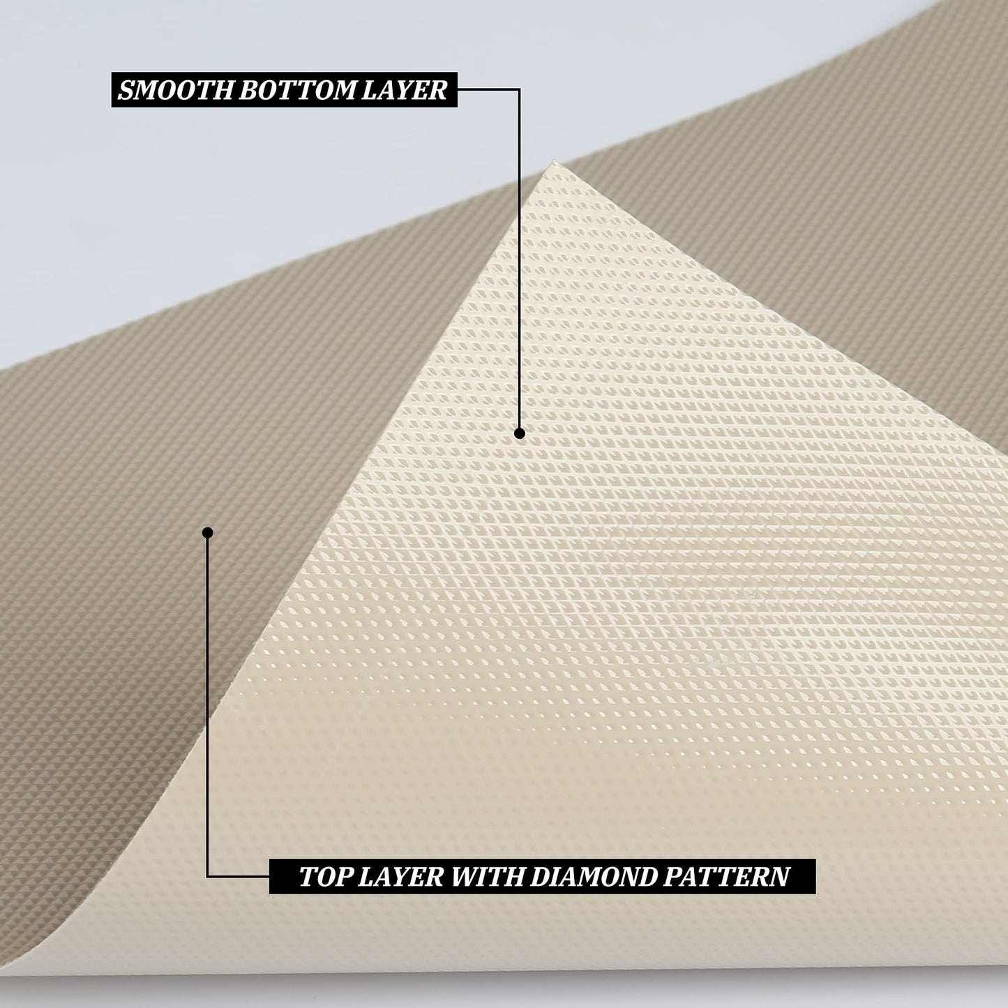 Kitchen Shelf Liner Drawer Liners, Non-Adhesive Refrigerator Liners Waterproof Fridge Mats with Strong Durable Kitchen Cabinets Mat for Drawers, Shelves, Pantry Khaki