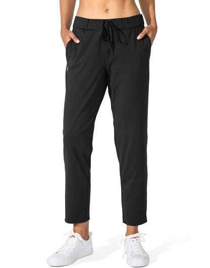 G Gradual Women's Pants with Deep Pockets 7/8 Stretch Sweatpants for Women Athletic, Golf, Lounge, Work (Black, Small)