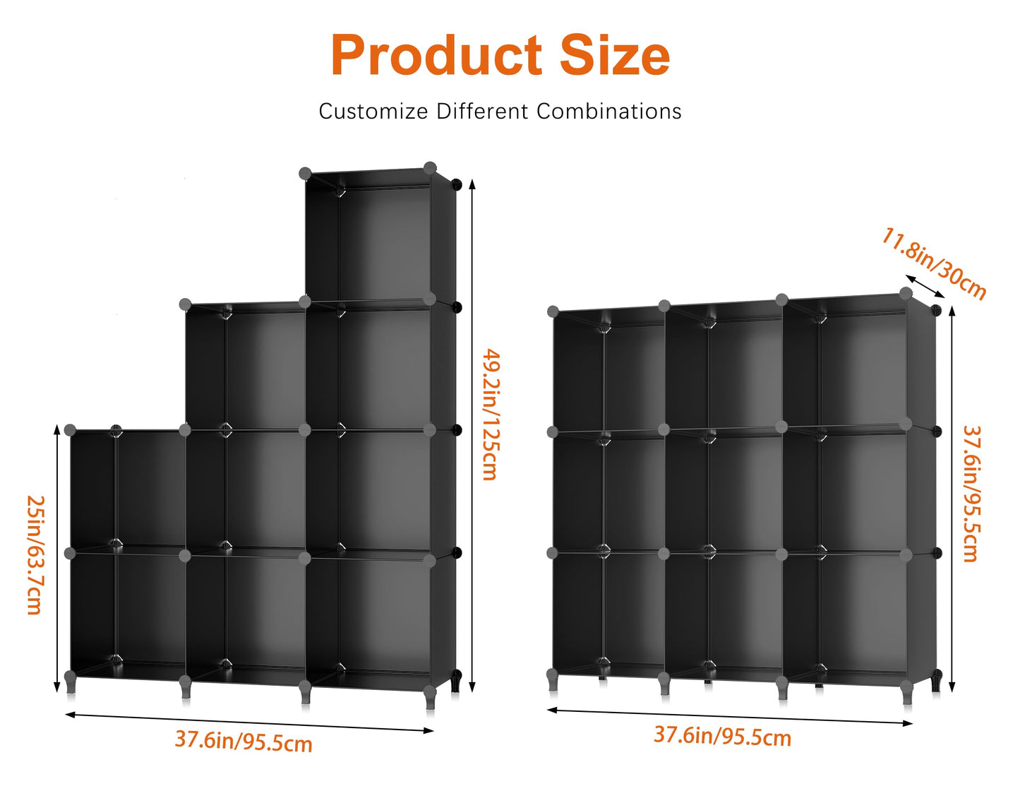 HOMIDEC Closet Organizers and Storage, 9 Cube Storage Organizer, Portable Closet Organizer Cubes Shelves for Clothes, Bedroom, Kids Room, Bathroom, Wardrobe, Garment Racks, Black