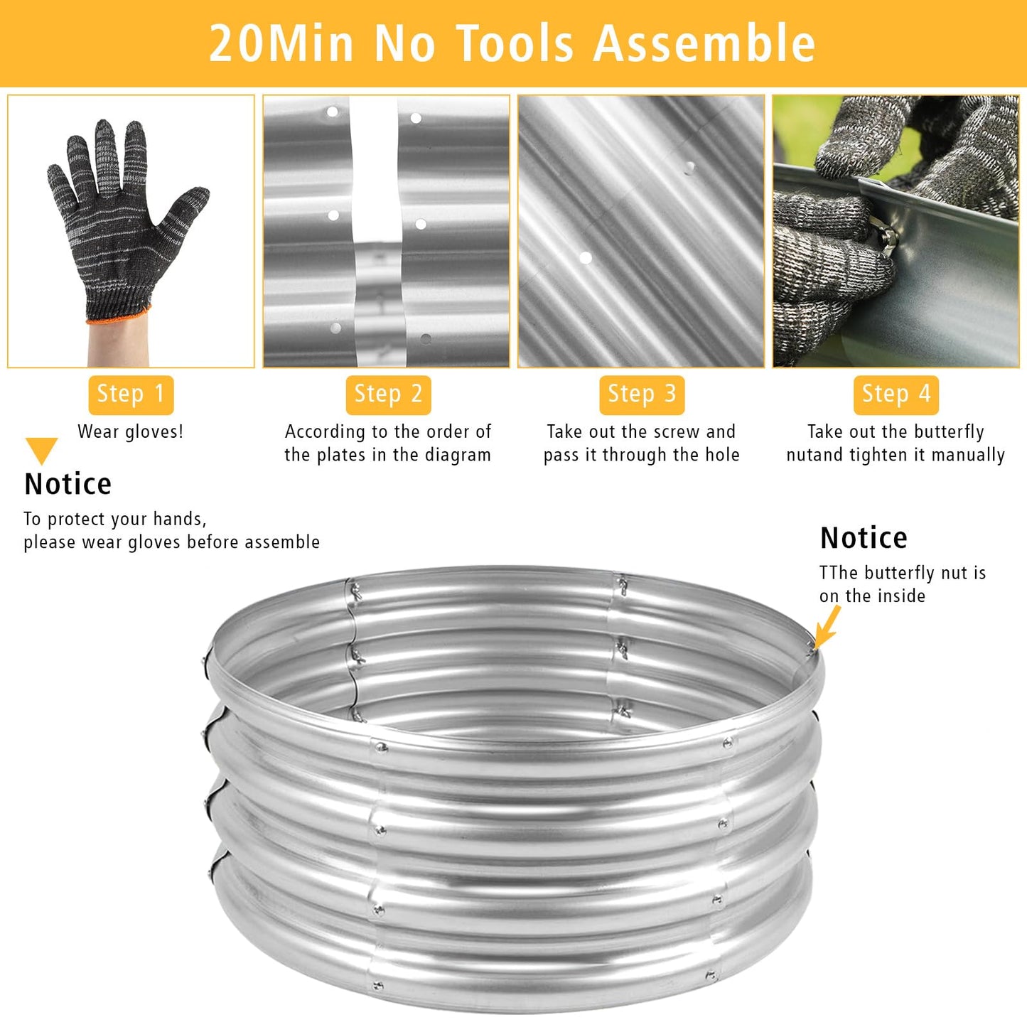 Gardeal Garden Galvanized Raised Garden Bed Kit - Metal Planter Boxes for Vegetables/Herbs/Flowers, Heavy-Duty Steel Outdoor Garden Box with Reinforced Edges(2X2X1FT)