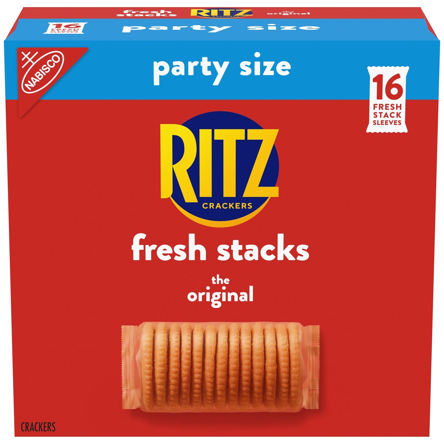 RITZ Fresh Stacks Original Crackers, Party Size, Travel Snacks, 23.7 oz (16 Multi Snack Packs)