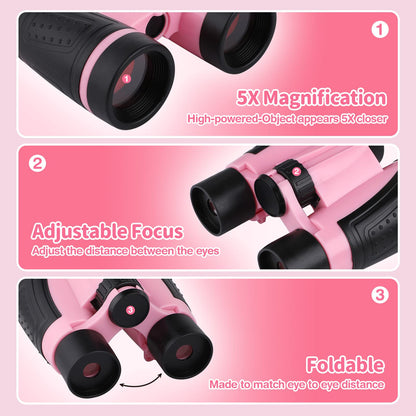 GIFTINBOX Bug Catcher Kit for Kids - Outdoor Explorer Toys Set for Kid - Bug Catching Kits with Binoculars Nature Adventure Toy for Girls Boys - Toddler Exploration Gifts for Girl 3-12 Years Old