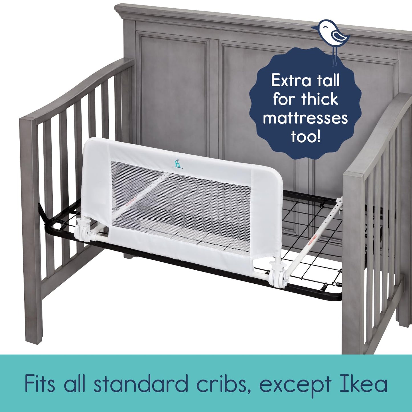 hiccapop Convertible Crib Bed Rail for Toddlers, Crib Rail Guard with Reinforced Anchor Safety