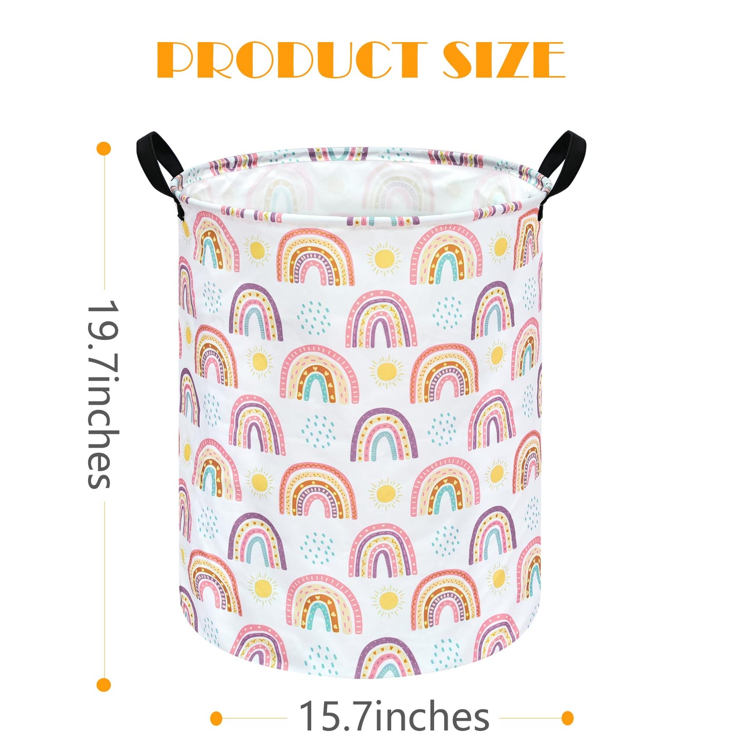 MAIZMZ Kids Rainbow Hamper Laundry Basket Storage Bins Gift Organizer Clothes Toy Box Large Canvas Collapsible Chest for Home/Dorm/Kitchen/Pet/Office/Closet/Shelf/Room Decor