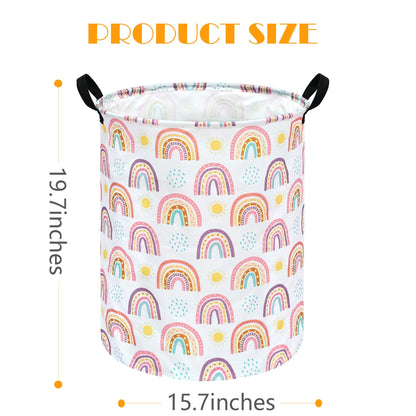 MAIZMZ Kids Rainbow Hamper Laundry Basket Storage Bins Gift Organizer Clothes Toy Box Large Canvas Collapsible Chest for Home/Dorm/Kitchen/Pet/Office/Closet/Shelf/Room Decor