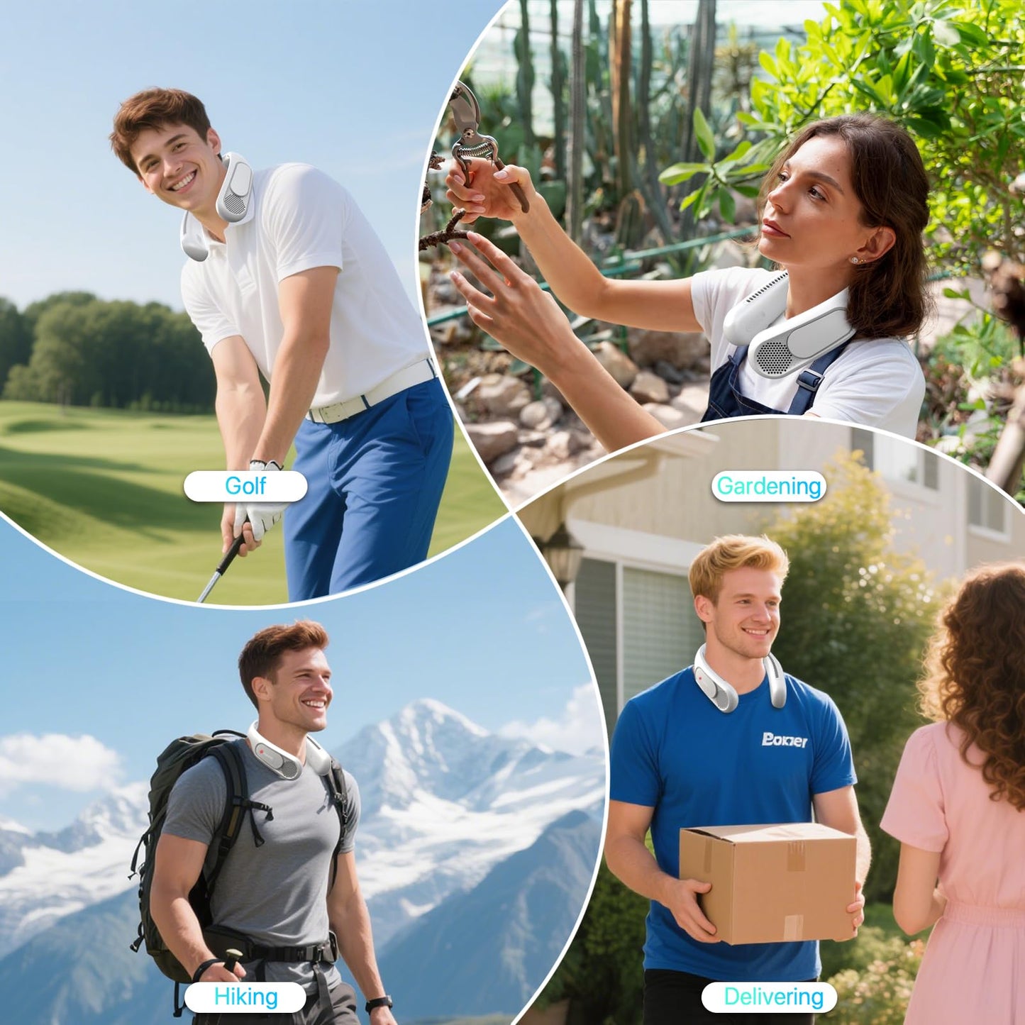 Hotsales Neck Fan, Hands Free Bladeless Neck Fans Portable Rechargeable, 6000 mAh Battery Operated Wearable Personal Fan, Cooling Neck Fan, 3 Speeds, USB Fan Gifts for Men, Women, Travel, Outdoor