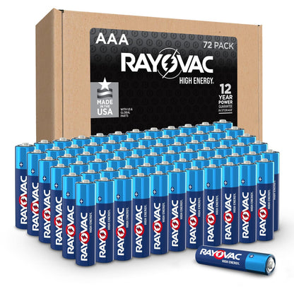 Rayovac High Energy AAA Batteries (72 Pack), Alkaline Triple A Batteries