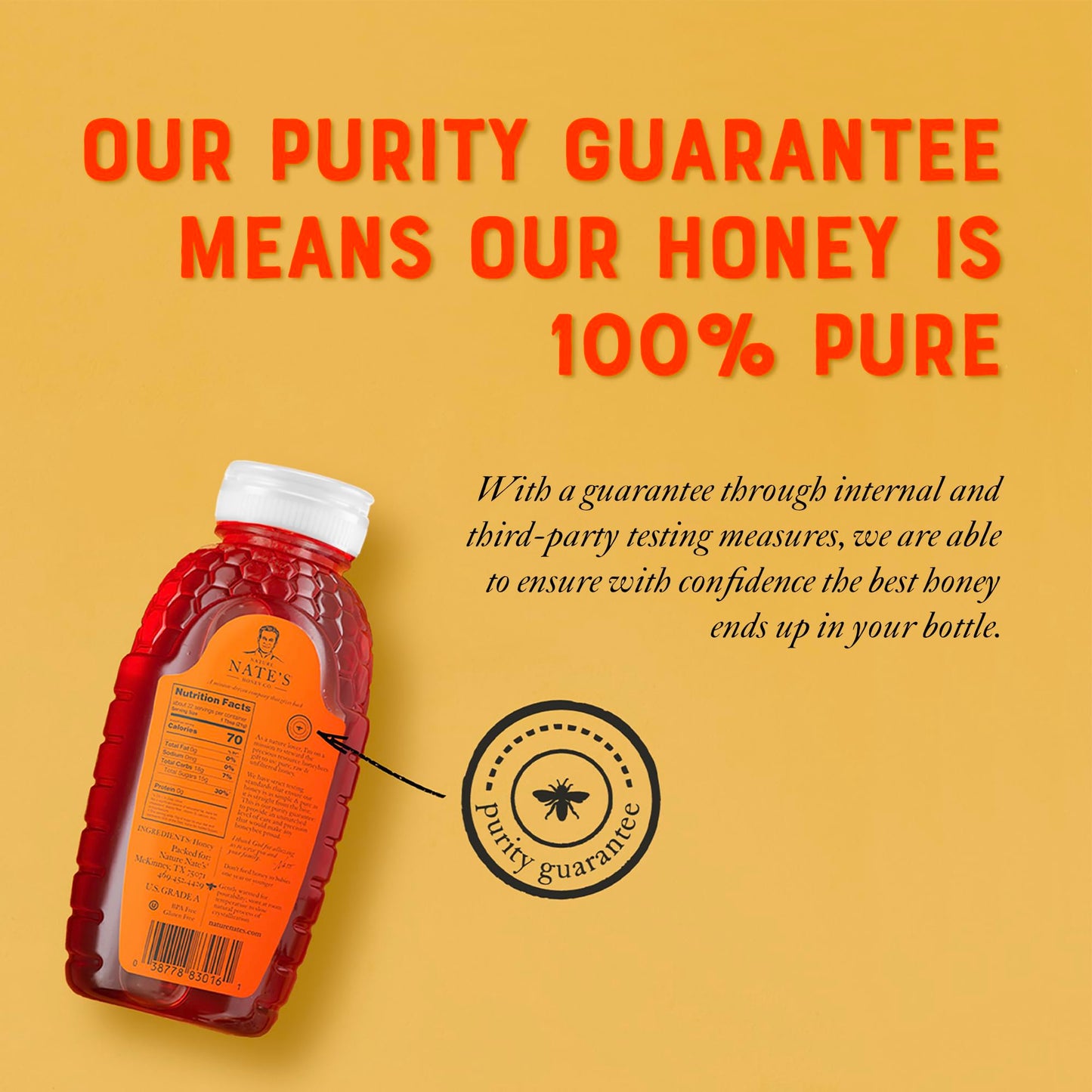 Nate's Florida 100% Pure, Raw & Unfiltered Honey - 32 oz. Squeeze Bottle - All-natural Sweetener