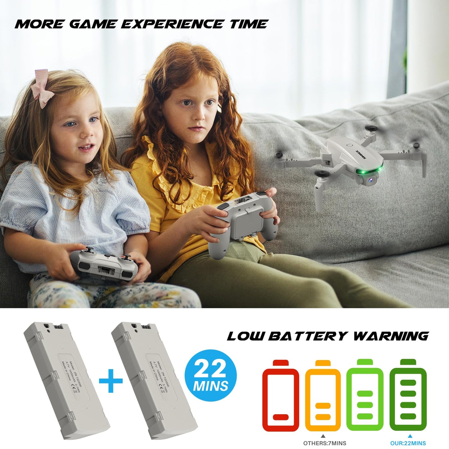 SIMREX Drone With Camera 1080P for Kids And Adults, RC Quadcopter with Altitude Hold, Mini Drone With One Key Start, Waypoint Fly, Headless Mode, 3D Flip, 3 Speeds, Remote Control Drone for Beginners