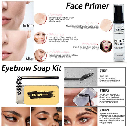 All in One Makeup Kit for Women Full Kit, Makeup Set 12 Colors Eyeshadow, Foundation & Primer, Lipsticks, Eyeliner, Mascara, Contour Stick, Brow Soap, Brush & Sponge, Make Up Gift Set for Women, Teens