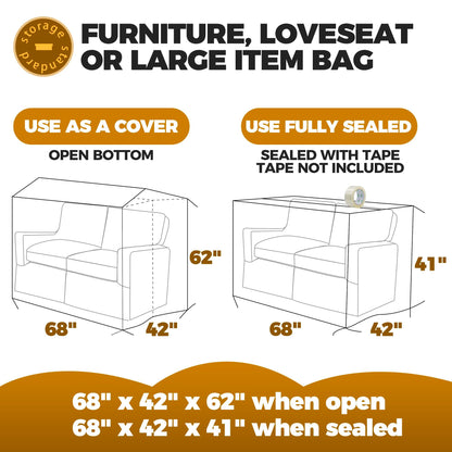 Plastic Furniture Covers for Moving - Heavy-Duty Loveseat Cover for Love Seat, Bench and Large Items, Clear Bags for Renovation, Wrap or Storage - Extra Large Bag Open Size 68 x 42 x 62 Inch