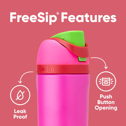 Owala Kids FreeSip Insulated Stainless Steel Water Bottle with Straw for Sports, Travel, and School, BPA-Free Sports Water Bottle, 16 oz, All The Berries