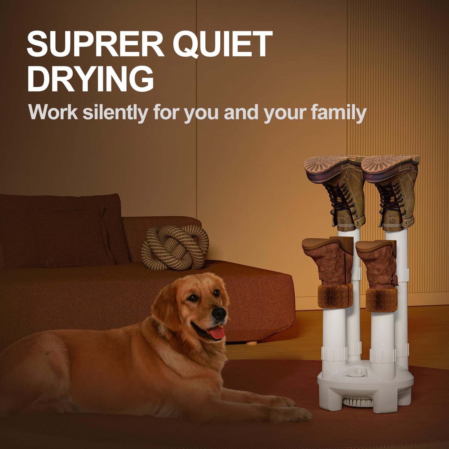 LAVIEAIR Boot Dryer, Shoe Dryer and Glove Dryer with Timer and Fan, White