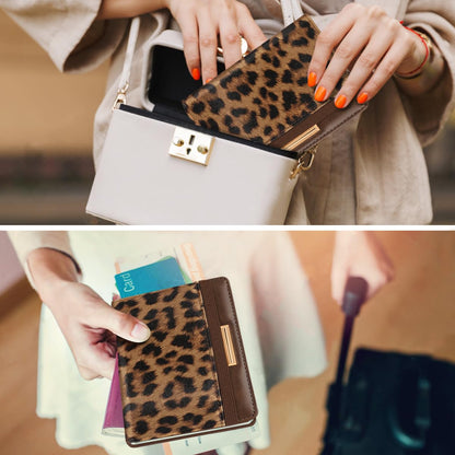 Passport Holder Cover,Traveling Passport Case Cute Passport Wallet for Women,Leopard