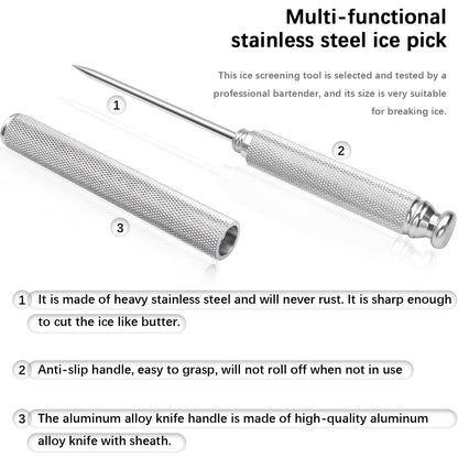 MUMIAO Ice Picks Aluminium Alloy Handle Stainless Steel Knife With Safety Cover Ice Tool Kitchen Tool for Restaurant Bar Home (Silver)