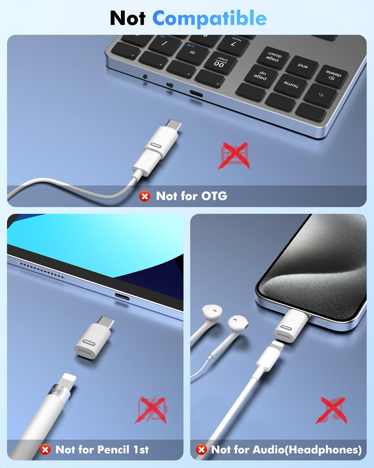 MoKo Lightning Female to USB C Male Adapter for iPhone 17 Air 16 15 Pro Max Plus, Galaxy, iPad - Not for Earphone/USB Stick/iPencil, 2 Pack USB-C to Lightning Adapter ONLY for Charging/Data Transfer